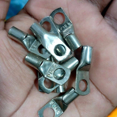 Picture of 5Pcs - Tin Plated Copper SC10-6 6mm Bolt 10mm2 Cable 7AWG Lug Connector SC10-6 Ring Connectors SC10-6 Battery Terminal Connector Silver Tone Lug Cable Ends Eyelets Crimp SC10-6 Lug Connector