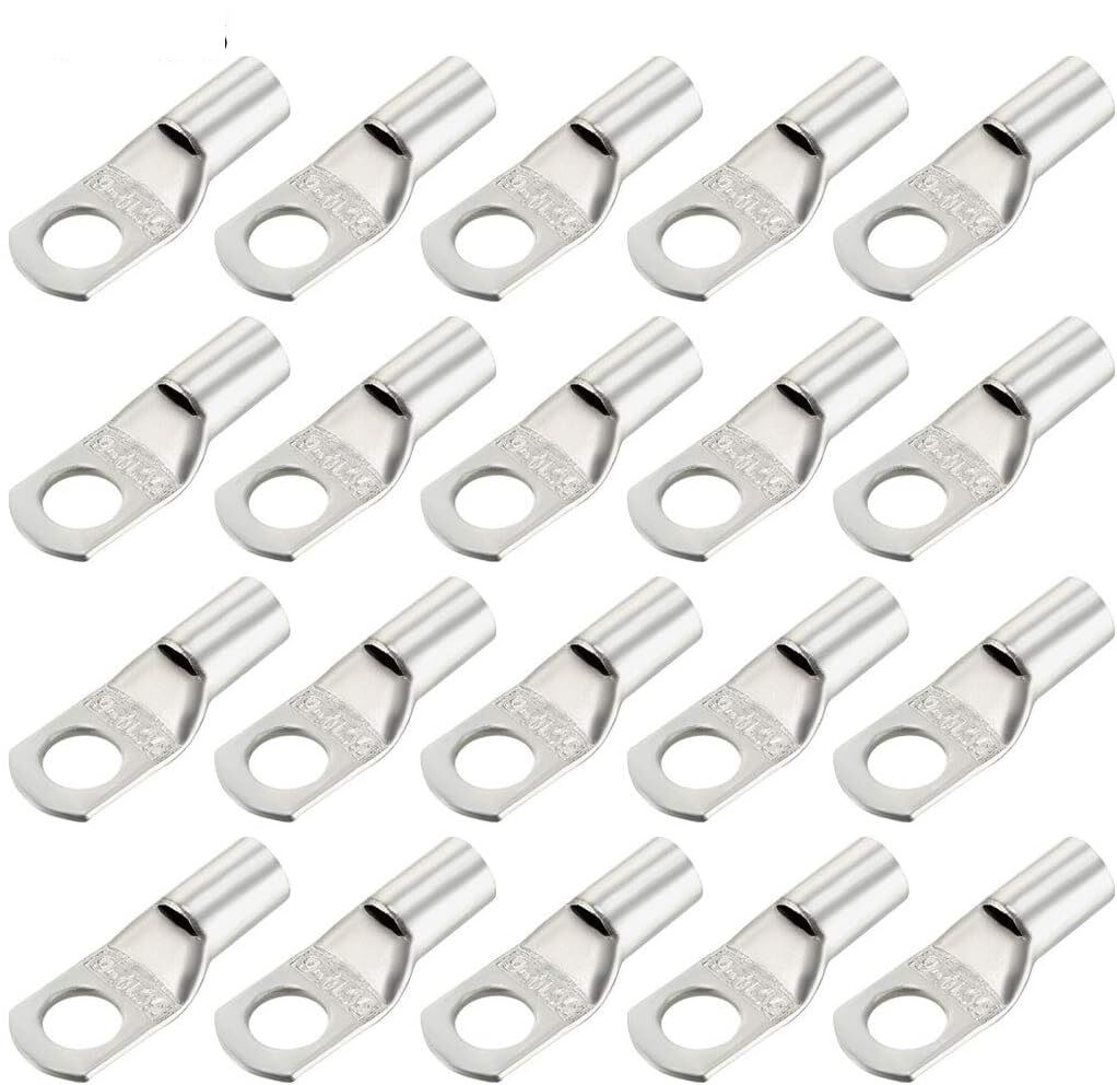 Picture of 5Pcs - Tin Plated Copper SC10-6 6mm Bolt 10mm2 Cable 7AWG Lug Connector SC10-6 Ring Connectors SC10-6 Battery Terminal Connector Silver Tone Lug Cable Ends Eyelets Crimp SC10-6 Lug Connector