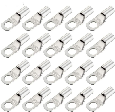 Picture of 5Pcs - Tin Plated Copper SC10-6 6mm Bolt 10mm2 Cable 7AWG Lug Connector SC10-6 Ring Connectors SC10-6 Battery Terminal Connector Silver Tone Lug Cable Ends Eyelets Crimp SC10-6 Lug Connector