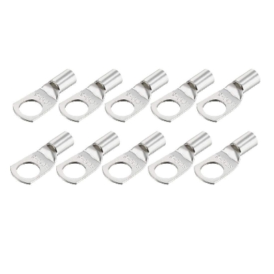 Picture of 5Pcs - Tin Plated Copper SC10-8 8mm Bolt 10mm2 Cable 7AWG Lug Connector SC10-8 Ring Connectors SC10-8 Battery Terminal Connector Silver Tone Lug Cable Ends Eyelets Crimp SC10-8 Lug Connector