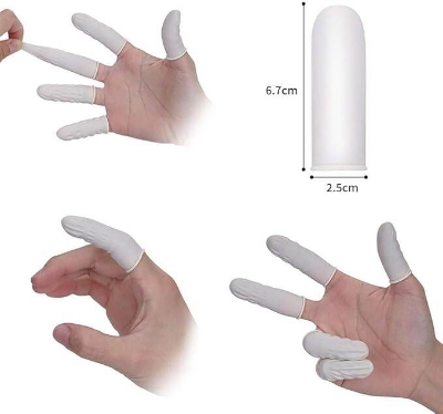 Picture of 5Pcs - Finger Cots Anti Static ESD Safe Chlorinated Reusable Latex Rubber Finger Cots Finger Cover Fingertips Protector Disposable Free Size Finger Gloves For Electronic Repair Tools Sets