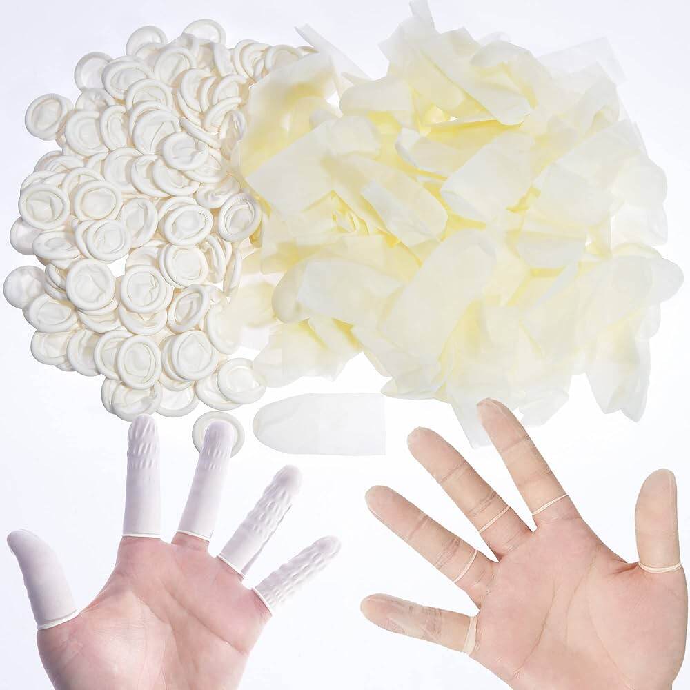 Picture of 5Pcs - Finger Cots Anti Static ESD Safe Chlorinated Reusable Latex Rubber Finger Cots Finger Cover Fingertips Protector Disposable Free Size Finger Gloves For Electronic Repair Tools Sets