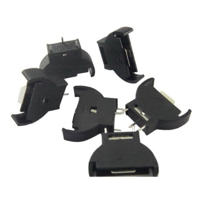 Picture of 5Pcs - CMOS CR2032 Battery Holder Coin Cell Button Socket Holder Case CR2032 Vertical Coin Cell Button Battery Holder Case 3 Pin CR2032 Solder Mounting Lead CR2032 Holder Vertical Battery Holder PCB Mount