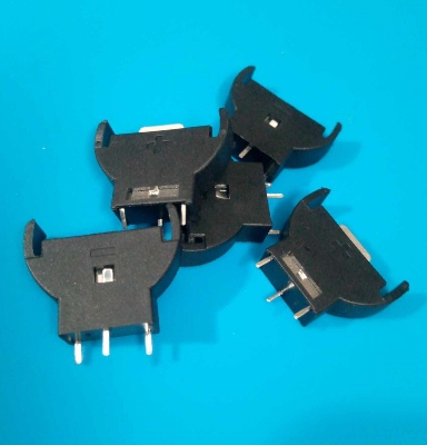 Picture of 5Pcs - CMOS CR2032 Battery Holder Coin Cell Button Socket Holder Case CR2032 Vertical Coin Cell Button Battery Holder Case 3 Pin CR2032 Solder Mounting Lead CR2032 Holder Vertical Battery Holder PCB Mount