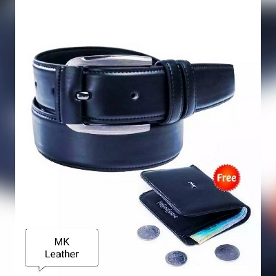 Picture of Black Artificial Leather belt and wallet combo for men
