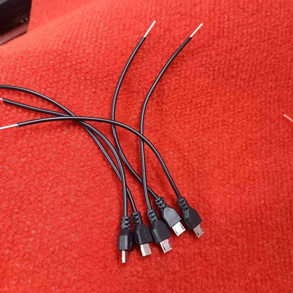 Picture of 5Pcs - Cables With Type B Male USB Cable Connector Open Cables Ends USB 2.0 Connector Charging Cable 2 Wire Micro USB Male Jack Power Supply Cable 2 Pin Wire Micro USB Plugs Sockets