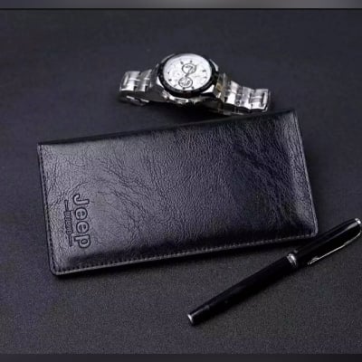 Picture of Jeep Black High quality Stylish Artificial Leather Long wallet for men-Black