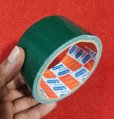 Picture of GREEN Polyethylene Cloth Tape 2 Inch Tape 50mm Tape 10M Long Industrial Cloth Duct Tape Adhesive Green Tape 2 Inch Binding Tape Rexene Tape 2 Inch Polythene Cloth Tape Rexine Tape - Black