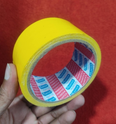 Picture of YELLOW Polyethylene Cloth Tape 2 Inch Tape 50mm Tape 10M Long Industrial Cloth Duct Tape Adhesive Yellow Tape 2 Inch Binding Tape Rexene Tape 2 Inch Polythene Cloth Tape Rexine Tape - Black