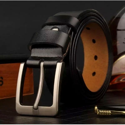 Picture of Long Lusting High quality Artificial Leather Belt For Men-Black