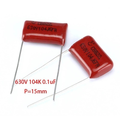Picture of 5Pcs - METALLIZED 104K 104J 0.1uf 100nf 630V Metallized 104K Capacitor 630V Polypropylene Capacitor 100nF Capacitor Polyester Film Capacitors 2 Pin Leads Terminals Connections Leg
