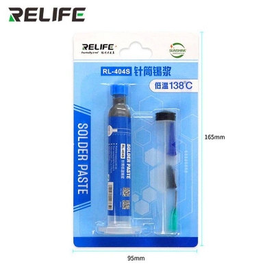 Picture of RE-LIFE RL-404S Solder Paste Lead Free 138C Low Temperature 10cc Tin Liquid BGA Soldering Fluxes Rework Repair Welding Flux Solder Paste Re-life RL-404S 138℃ Solder Paste With Matching Needle + Putter