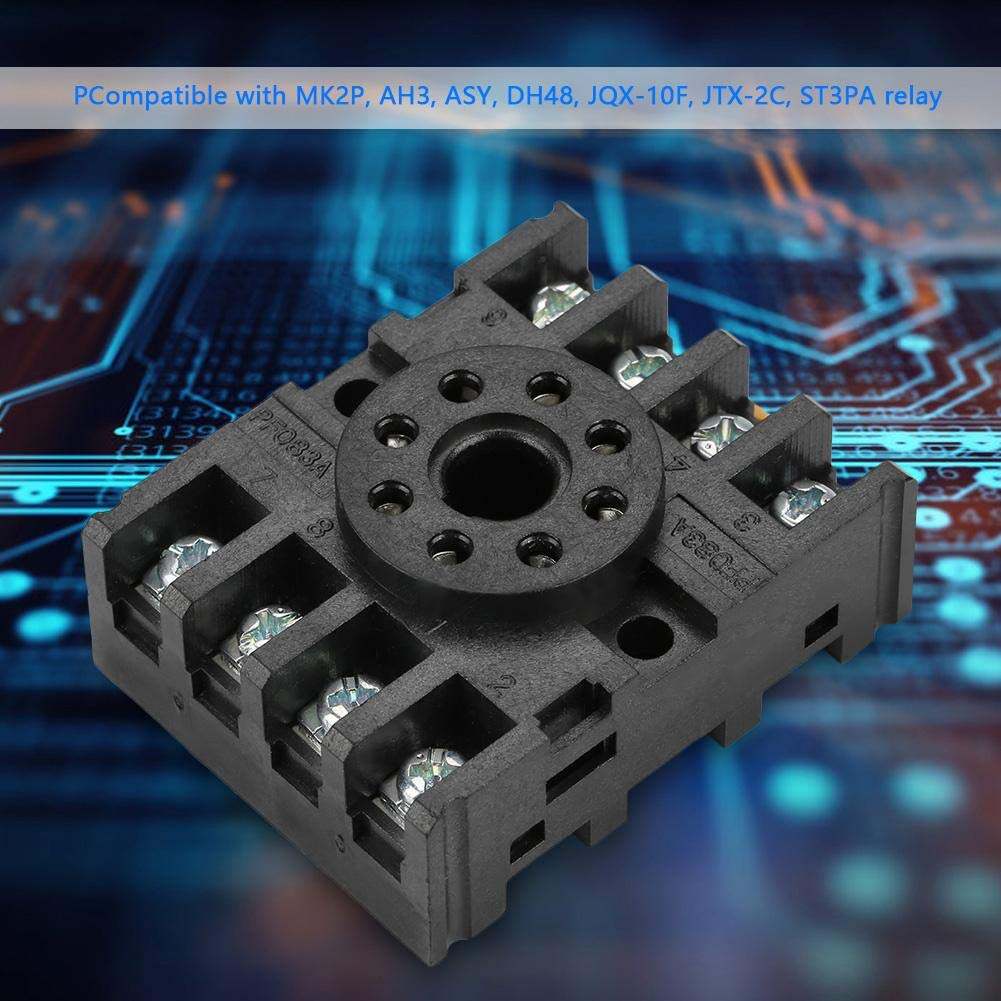 Picture of PF083A Plastic 8 Pin Power Relay Base PF083A 8 Pins Power Relay Base Socket For MK2P AH3 ST3P DH48S Time Relay 10A 250V PF083A Relay Base Socket Terminals Mount Socket