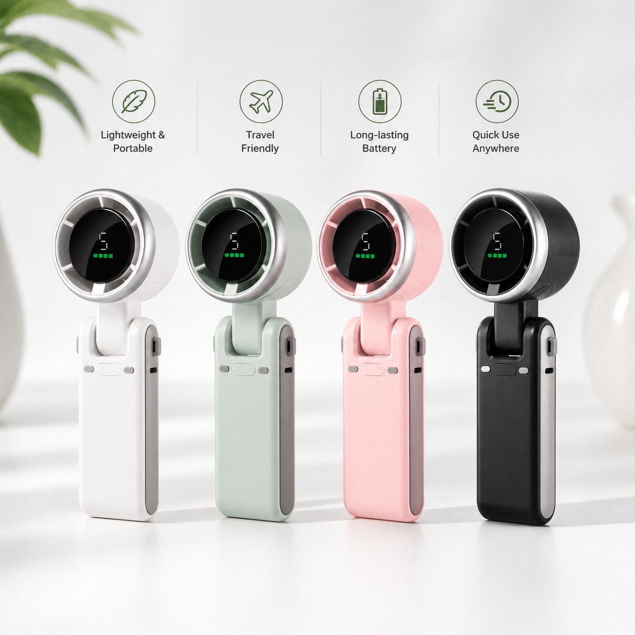 Picture of Turbo Fan Handheld Rechargeable Mini Fan 1800mAh USB Rechargeable Portable Foldable Hanging Fan | Strong Airflow | Low Noise |
