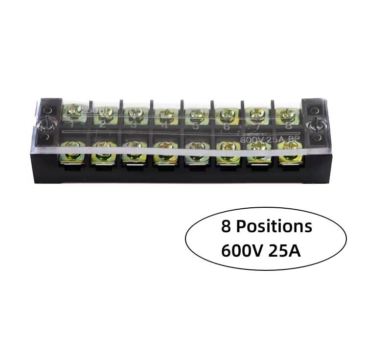 Picture of TB-2508 8P Double Row Terminal Block 600V 25A Terminal Block TB-2508 600V 25A 8P Double Row 8 Pin Terminal Block TB-2508 Terminal Block 600V 25A TB Series 8 Positions Cables Connectors