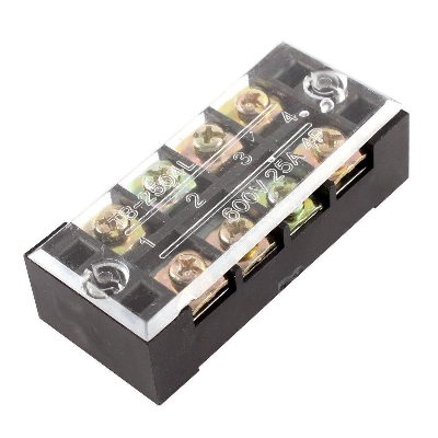 Picture of TB-2504 4P Double Row Terminal Block 600V 25A Terminal Block TB-2504 600V 25A 4P Double Row 4 Pin Terminal Block TB-2504 Terminal Block 600V 25A TB Series 4 Positions Cables Connectors