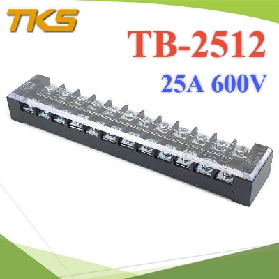Picture of TB-2512 12P Double Row Terminal Block 600V 25A Terminal Block TB-2512 600V 25A 12P Double Row 12 Pin Terminal Block TB-2512 Terminal Block 600V 25A TB Series 12 Positions Cables Connectors