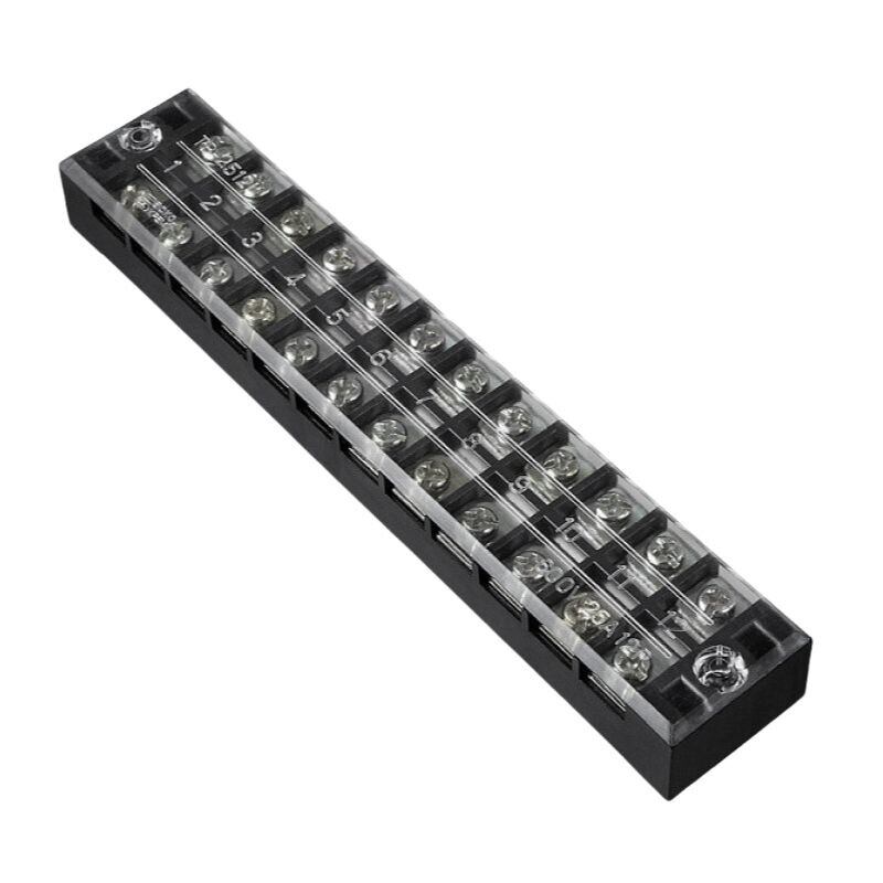Picture of TB-2512 12P Double Row Terminal Block 600V 25A Terminal Block TB-2512 600V 25A 12P Double Row 12 Pin Terminal Block TB-2512 Terminal Block 600V 25A TB Series 12 Positions Cables Connectors
