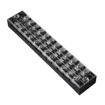 Picture of TB-2512 12P Double Row Terminal Block 600V 25A Terminal Block TB-2512 600V 25A 12P Double Row 12 Pin Terminal Block TB-2512 Terminal Block 600V 25A TB Series 12 Positions Cables Connectors