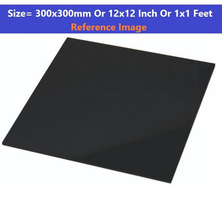 Picture of BLACK 5mm Acrylic Sheets 5mm Black Plastic Sheet 5mm Thick Acrylic Sheet 12 Inch Acrylic Sheet Cutting Size 1×1 Feet 5mm Black Acrylic Plexiglass Black Perspex Acrylic Sheet