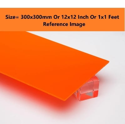 Picture of ORANGE 5mm Acrylic Sheets 5mm Orange Plastic Sheet 5mm Thick Acrylic Sheet 12 Inch Acrylic Sheet Cutting Size 1×1 Feet 5mm Orange Acrylic Plexiglass Orange Perspex Acrylic Sheet