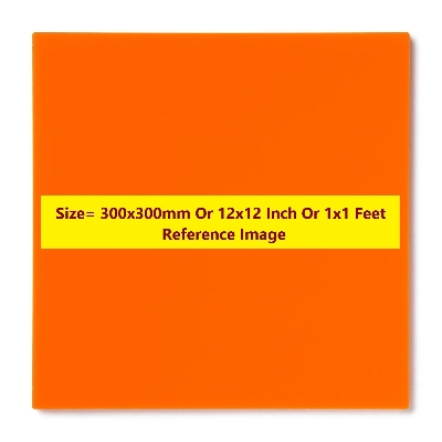 Picture of ORANGE 4mm Acrylic Sheets 4mm Orange Plastic Sheet 4mm Thick Acrylic Sheet 12 Inch Acrylic Sheet Cutting Size 1×1 Feet 4mm Orange Acrylic Plexiglass Orange Perspex Acrylic Sheet