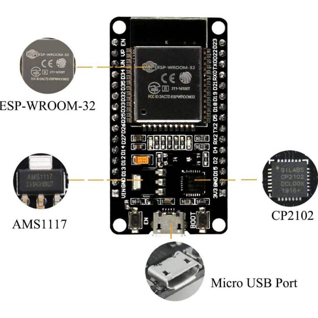 Picture of ESP32 ESP-WROOM-32 Development Board Wifi + Bluetooth + Ble 30 Pin ESP32 Development Board Wireless Module ESP-WROOM-32 Module Adapters