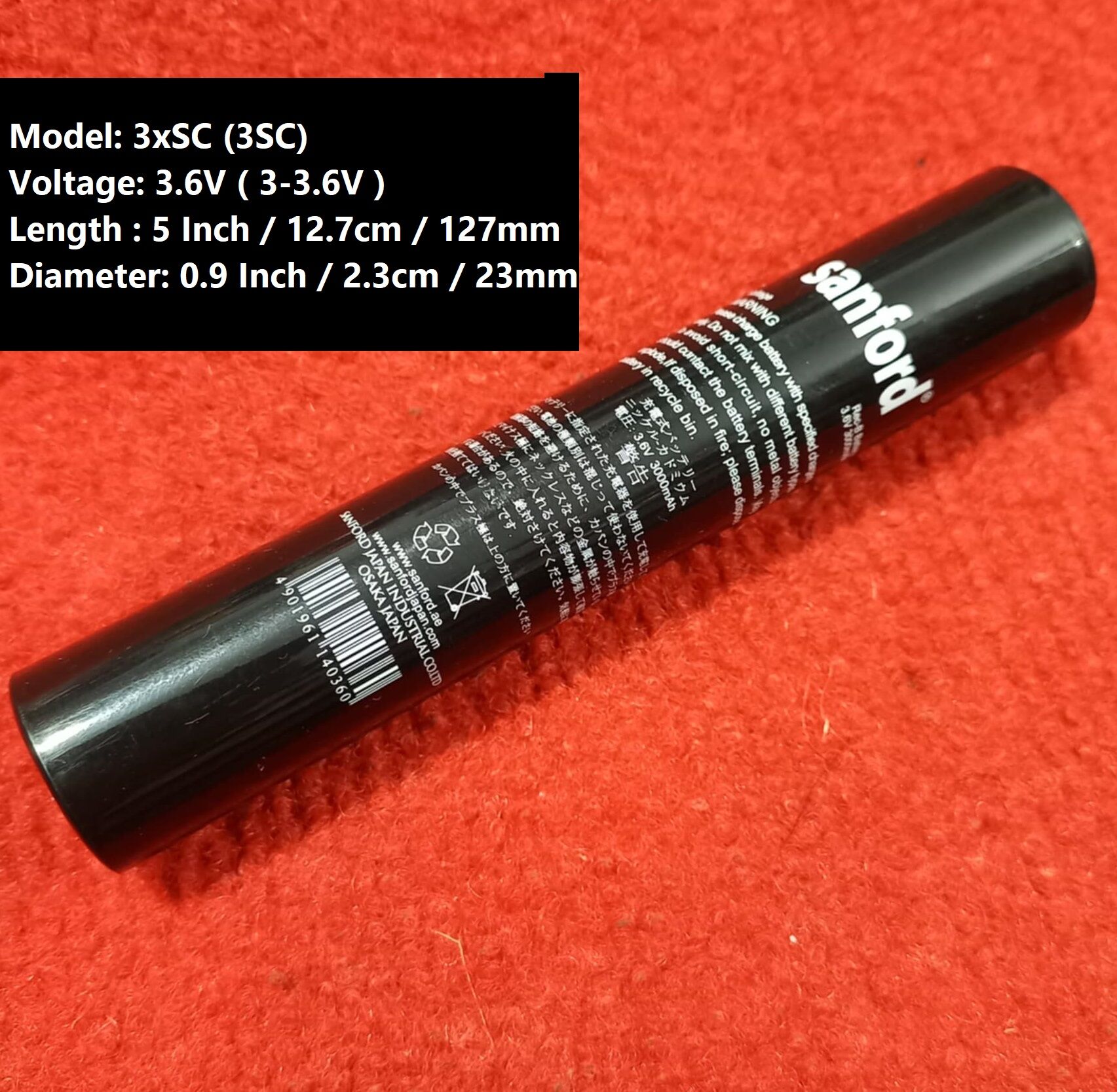 Picture of 3SC Battery 5 Inch Long Sanford 3.6V 2400/3000mAh Rechargeable  Battery 2400/3000mAh 3.6V Torch Light Battery 3xSC Size 3.6V Torch Light Rechargeable Battery