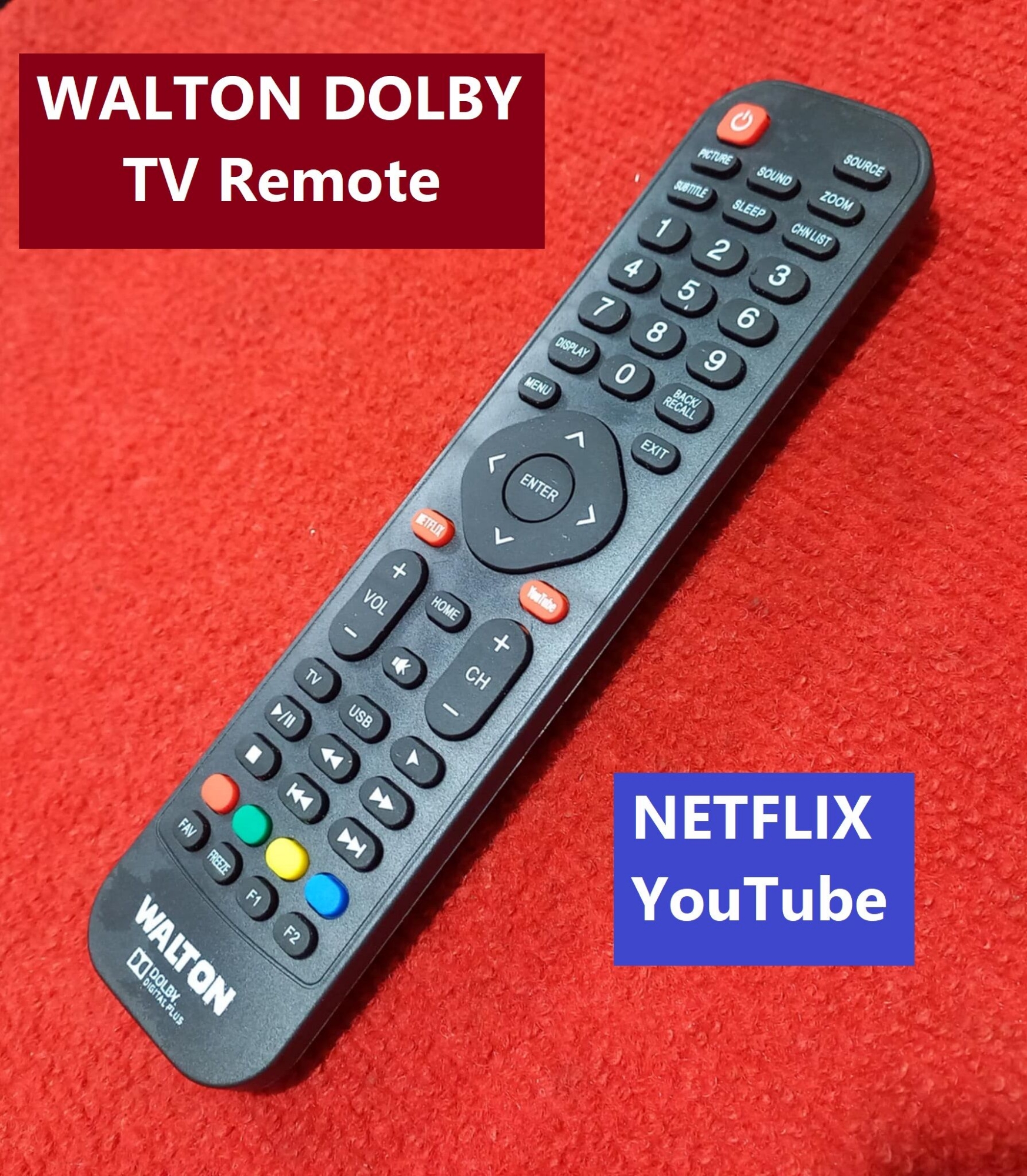 Picture of WALT-ON DOLBY TV Remote Controller WALT-ON Remote Control TV Remote TV Remote For Smart LED TV Remote NETFLIX YouTube