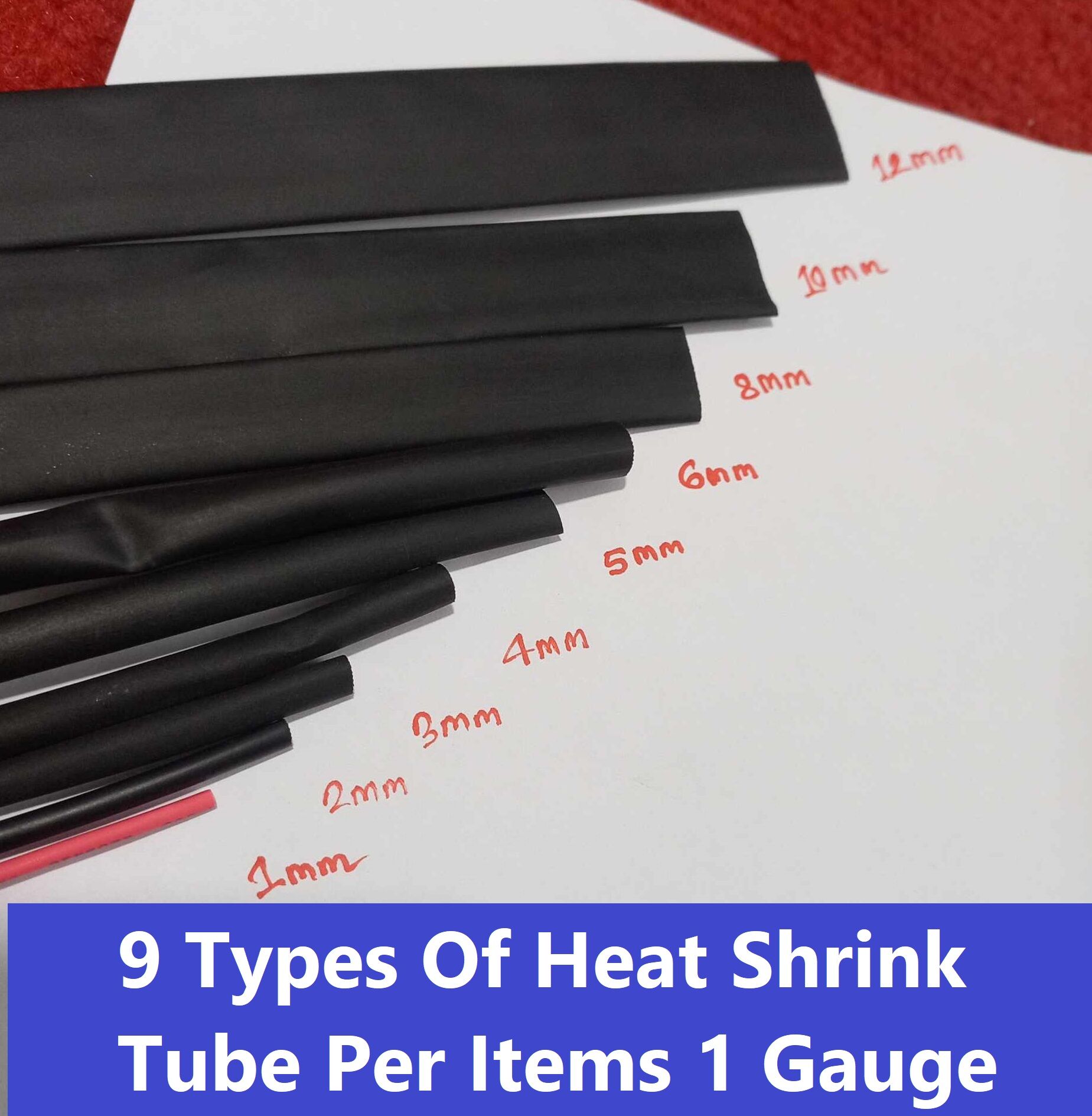 Picture of 9 Types Of Heat Shrink Tube Per Items 1 Gauge Heatshrink Tube Heat Shrink Tube 1mm 2mm 3mm 4mm 5mm 6mm 8mm 10mm 12mm Heatshrink Tube For Electrical Connection Wire Cables Wrap Waterproof
