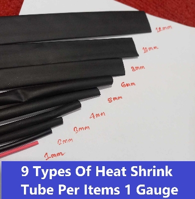 Picture of 9 Types Of Heat Shrink Tube Per Items 1 Gauge Heatshrink Tube Heat Shrink Tube 1mm 2mm 3mm 4mm 5mm 6mm 8mm 10mm 12mm Heatshrink Tube For Electrical Connection Wire Cables Wrap Waterproof
