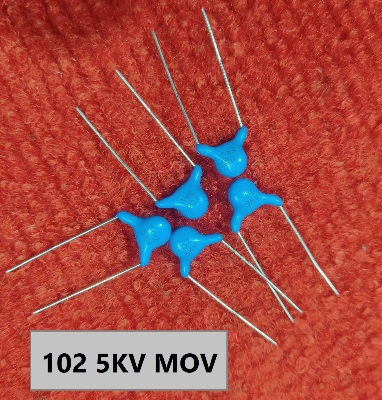 Picture of 3Pcs - 102 MOV 102 5KV MOV Metal Oxide Varistor 1nF 1000pF 5KV ZOV 2 Pin Leads Terminals Leg 102 5KV MOV Metal Oxide Varistor