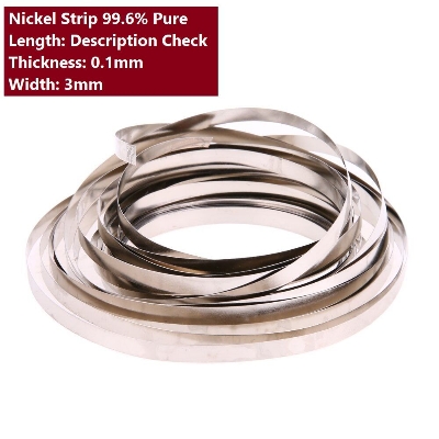 Picture of 5 Feet Long - Pure Nickel Strip 99.6% Pure Nickel Strip 0.1mm Thick 3mm Width Ni Plate Tape Nickel Sheet 3mm Nickel Strip For 18650 Battery AAA AA Battery Spot Welding Battery Nickel Strip