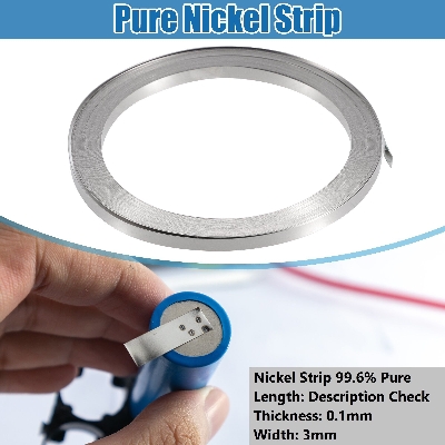 Picture of 5 Feet Long - Pure Nickel Strip 99.6% Pure Nickel Strip 0.1mm Thick 3mm Width Ni Plate Tape Nickel Sheet 3mm Nickel Strip For 18650 Battery AAA AA Battery Spot Welding Battery Nickel Strip