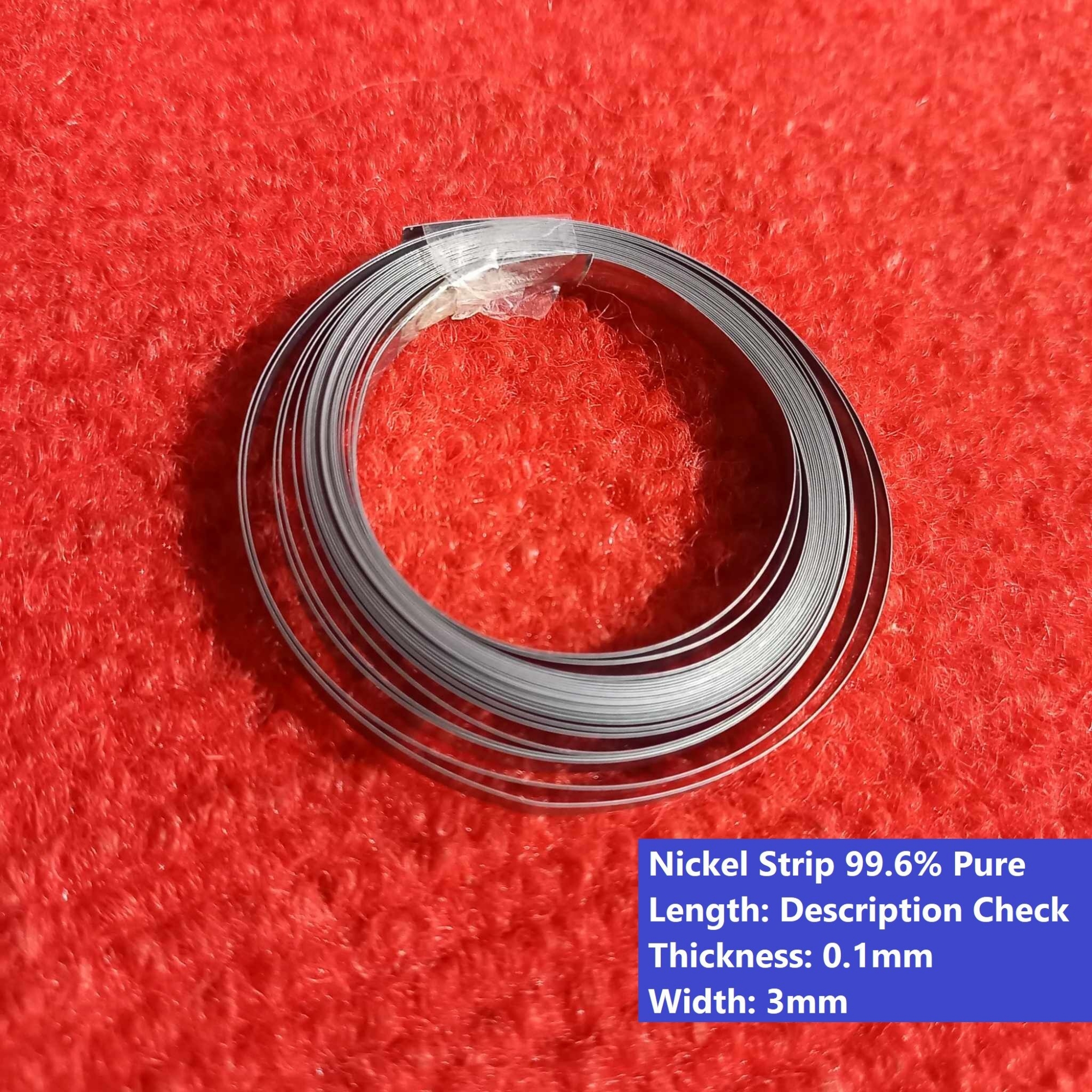 Picture of 5 Feet Long - Pure Nickel Strip 99.6% Pure Nickel Strip 0.1mm Thick 3mm Width Ni Plate Tape Nickel Sheet 3mm Nickel Strip For 18650 Battery AAA AA Battery Spot Welding Battery Nickel Strip