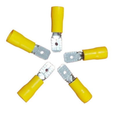 Picture of 10Pcs - MALE Terminals 55-250 Male 6.3mm Quick Disconnects 12-10 AWG Wire Crimp Terminals Nylon Insulated Ring Terminal Male Quick 12-10 AWG Cables Connector