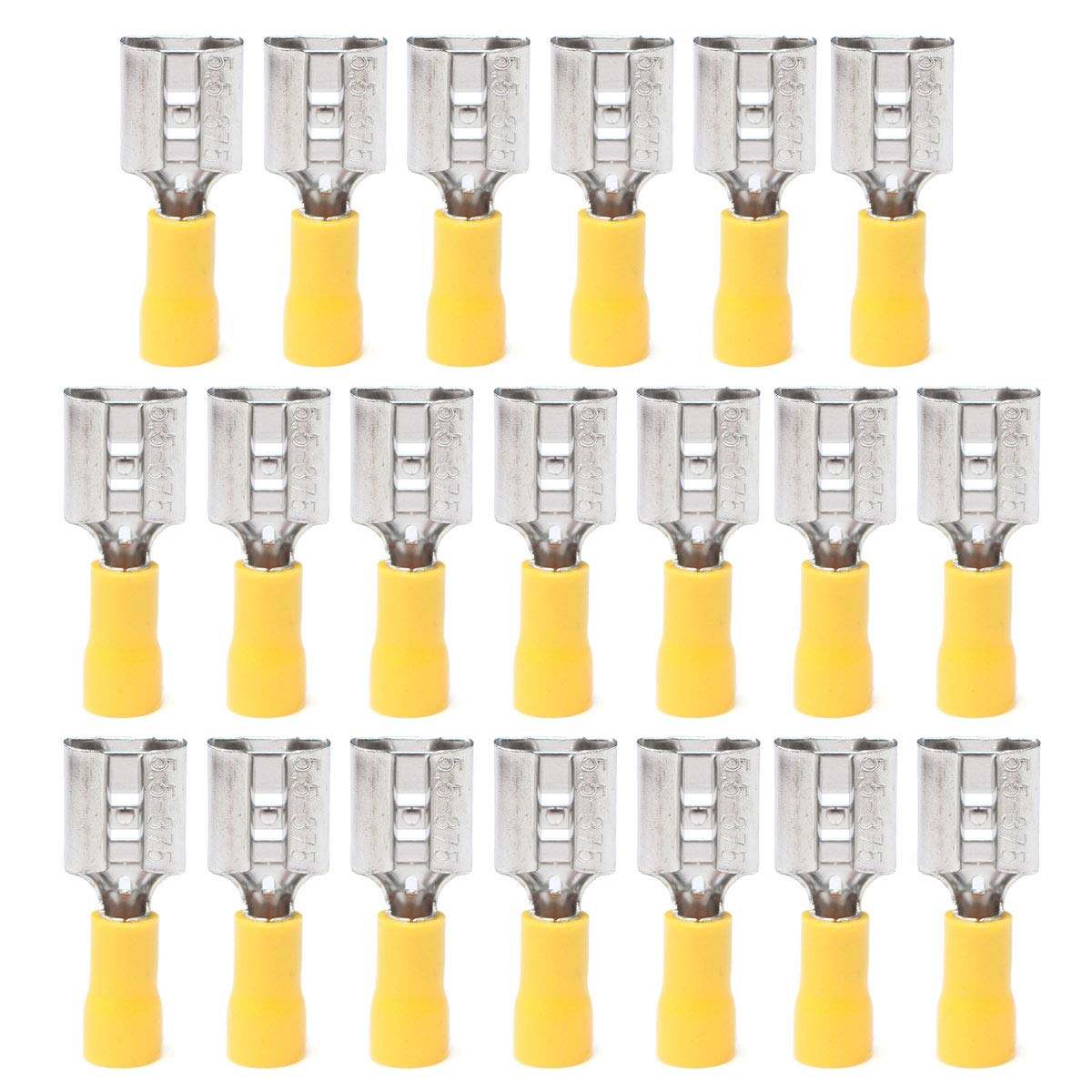 Picture of 10Pcs - FEMALE Terminals 55-250 Female 6.3mm Quick Disconnects 12-10 AWG Wire Crimp Terminals Nylon Insulated Ring Terminal Female Quick 12-10 AWG Cables Connector Lug Insulated Terminals