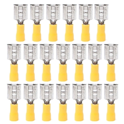 Picture of 10Pcs - FEMALE Terminals 55-250 Female 6.3mm Quick Disconnects 12-10 AWG Wire Crimp Terminals Nylon Insulated Ring Terminal Female Quick 12-10 AWG Cables Connector Lug Insulated Terminals