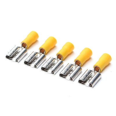 Picture of 10Pcs - FEMALE Terminals 55-250 Female 6.3mm Quick Disconnects 12-10 AWG Wire Crimp Terminals Nylon Insulated Ring Terminal Female Quick 12-10 AWG Cables Connector Lug Insulated Terminals