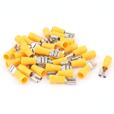Picture of 10Pcs - FEMALE Terminals 55-250 Female 6.3mm Quick Disconnects 12-10 AWG Wire Crimp Terminals Nylon Insulated Ring Terminal Female Quick 12-10 AWG Cables Connector Lug Insulated Terminals