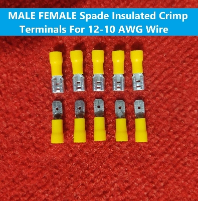 Picture of 5Pair – MALE & FEMALE Terminals 55-250 Male Female 12-10 AWG Cables Connector 6.3mm Quick Disconnects 12-10 AWG Wire Crimp Terminals Nylon Insulated Ring Terminal Lug