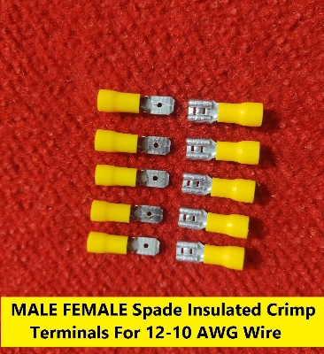 Picture of 5Pair – MALE & FEMALE Terminals 55-250 Male Female 12-10 AWG Cables Connector 6.3mm Quick Disconnects 12-10 AWG Wire Crimp Terminals Nylon Insulated Ring Terminal Lug