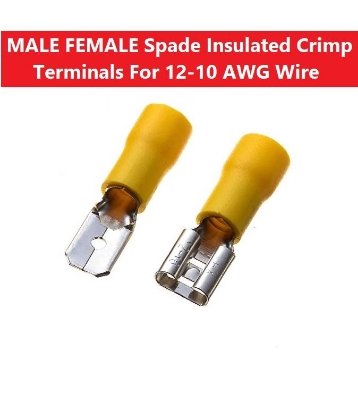 Picture of 5Pair – MALE & FEMALE Terminals 55-250 Male Female 12-10 AWG Cables Connector 6.3mm Quick Disconnects 12-10 AWG Wire Crimp Terminals Nylon Insulated Ring Terminal Lug