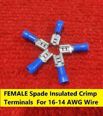 Picture of 10Pcs - FEMALE Terminals MDD2-250 Female 6.3mm Quick Disconnects 16-14 AWG Wire Crimp Terminals Nylon Insulated Ring Terminal Female Quick 16-14 AWG Cables Connector Lug Insulated Terminals