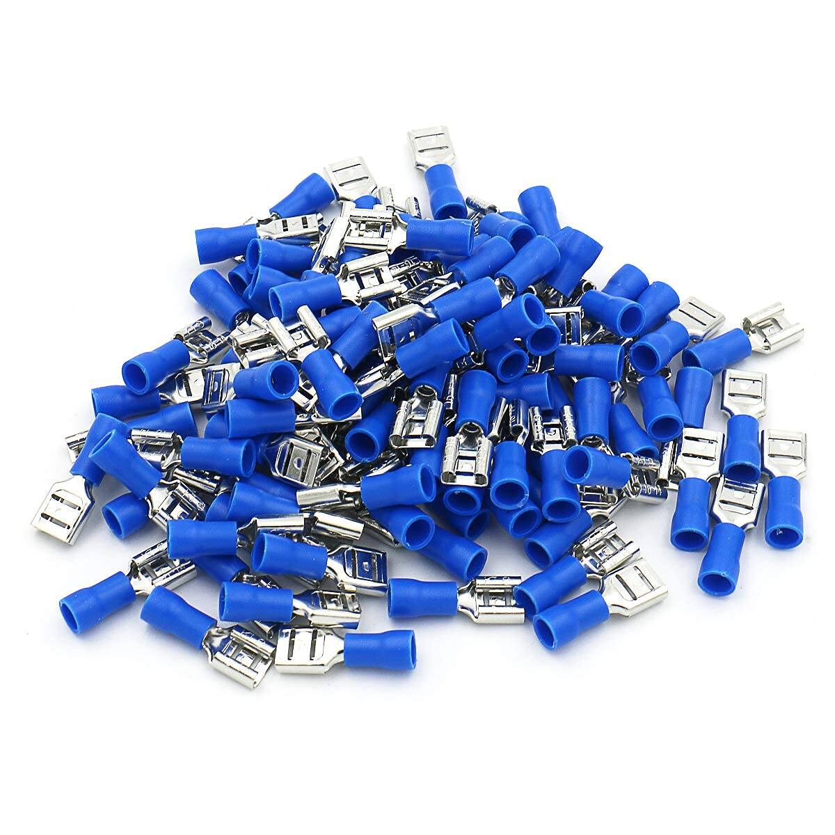 Picture of 10Pcs - FEMALE Terminals MDD2-250 Female 6.3mm Quick Disconnects 16-14 AWG Wire Crimp Terminals Nylon Insulated Ring Terminal Female Quick 16-14 AWG Cables Connector Lug Insulated Terminals