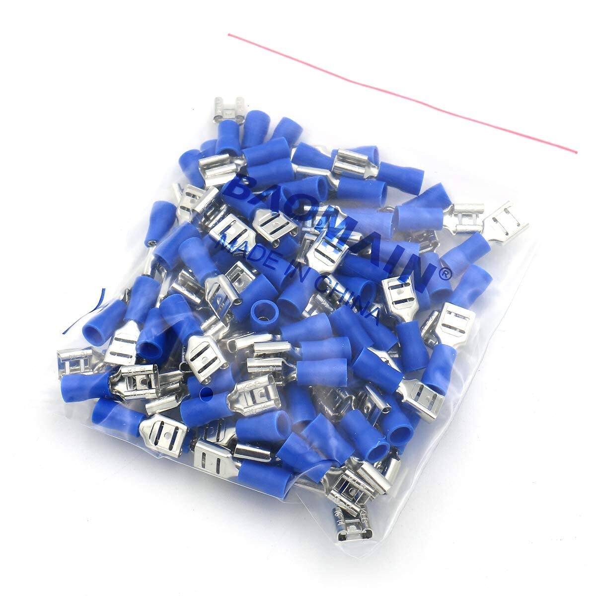 Picture of 10Pcs - FEMALE Terminals MDD2-250 Female 6.3mm Quick Disconnects 16-14 AWG Wire Crimp Terminals Nylon Insulated Ring Terminal Female Quick 16-14 AWG Cables Connector Lug Insulated Terminals