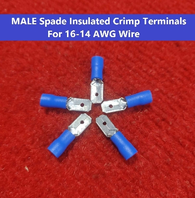 Picture of 10Pcs - MALE Terminals MDD2-250 Male 6.3mm Quick Disconnects 16-14 AWG Wire Crimp Terminals Nylon Insulated Ring Terminal Male Quick 16-14 AWG Cables Connector