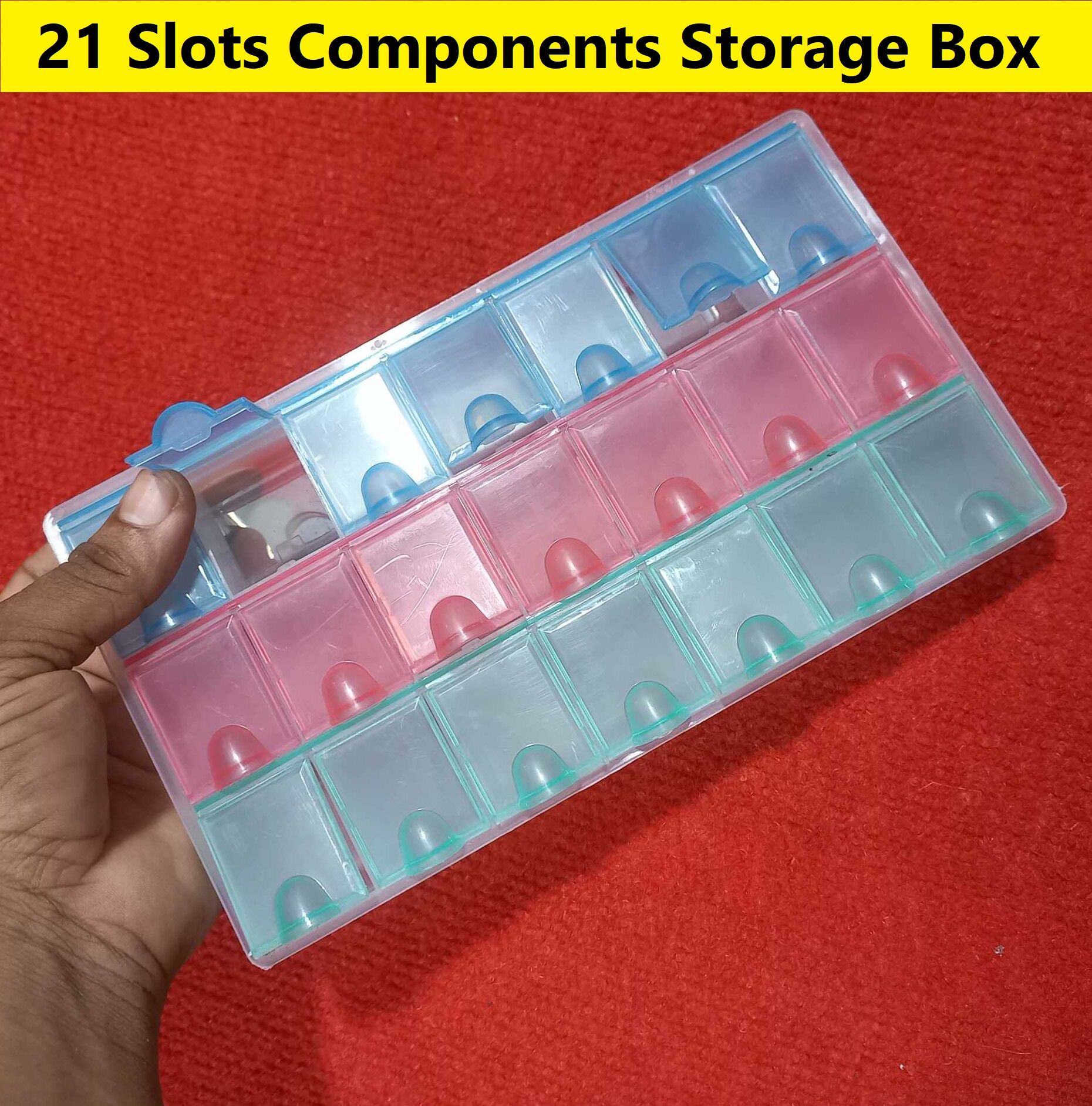 Picture of 21 Slots Components Storage Box 21 Slots Multi Functional Transparent Plastic Storage Box Case 21 Slots Box For Jewelry Electronic Parts IC Storage 21 Slots Components Box Tools Box