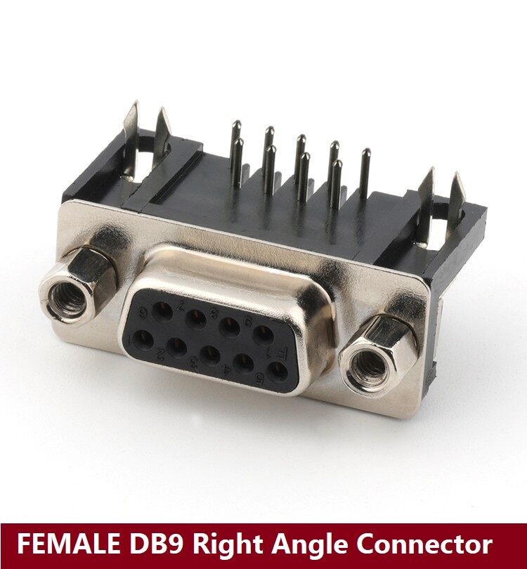 Picture of FEMALE 90 Degree DB9 Female Connector For Cables DB9 PCB Right Angle 5.08mm Type D Sub Connector Female DB9 2 Row 9 Pin Female VGA DB9 Connector DB9 RS232 Connector