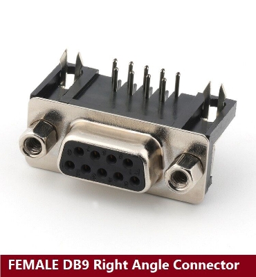 Picture of FEMALE 90 Degree DB9 Female Connector For Cables DB9 PCB Right Angle 5.08mm Type D Sub Connector Female DB9 2 Row 9 Pin Female VGA DB9 Connector DB9 RS232 Connector